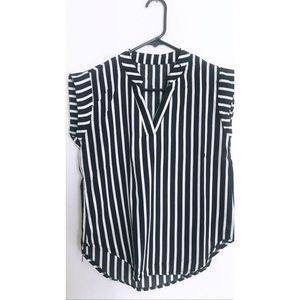 Navy Stripe Cap Sleeve Top